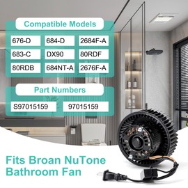 Hipoilk 97015159 S97015159 Bathroom Exhaust Fan Motor Replacement for Broan NuTone 676-D/2676F-A 684-D/2684F-A 684NT-A 683-C DX90 80RDF 80RDB