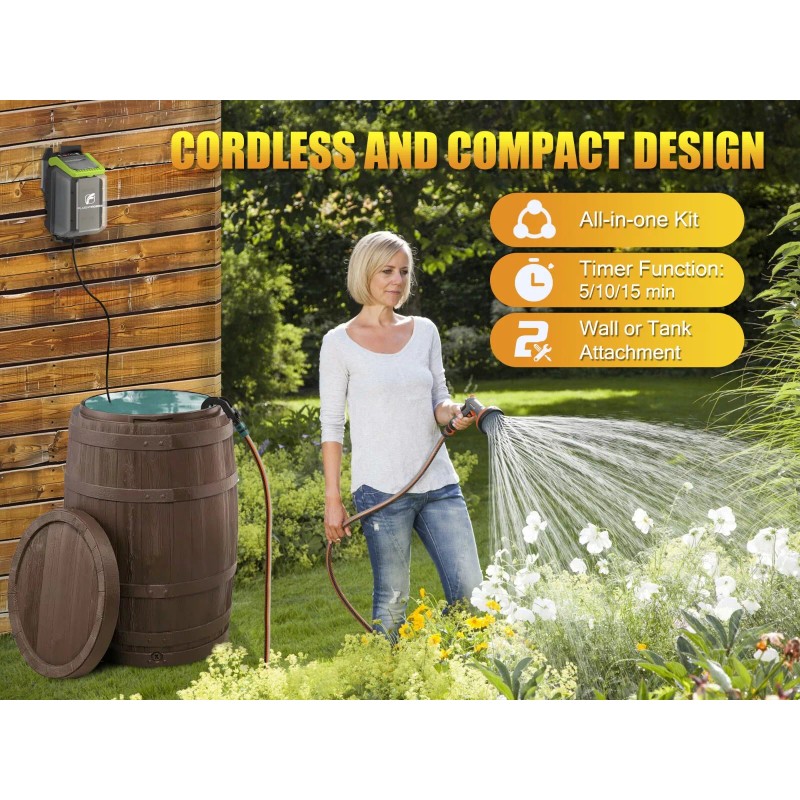 FLUENTPOWER Cordless Submersible Rain Barrel Water Pump Kit 18V Battery