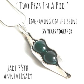 35th Jade Wedding Anniversary Gift | Silver Engraved Two Peas In A Pod | Jade Stones | Jade Anniversary | 35 Years together