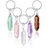 Sureio 5 Pieces Multicolor Crystals Stone Keychain Wire Wrapped Stones