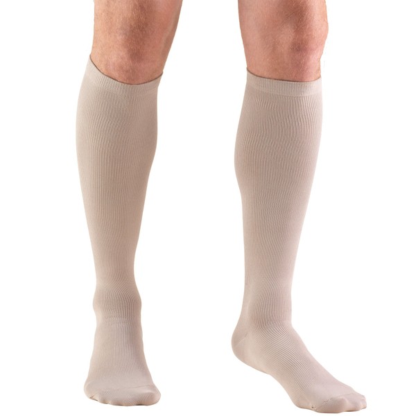 Truform Compression Socks, 8-15 mmHg, Men's Dress Socks, Knee High Over Calf Length, Tan, Medium (8-15 mmHg)