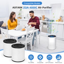 2-pack ZQA-4000C Replacement Filter, Compatible with ADTARK & VNIUP ZQA-4000C, FancyBark ZQA-4000Air Purifier, True H14 HEPA Filter