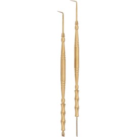 Generic Juego de Herramientas de Levantamiento de Pestañas de Doble Cabezal para Permanente de Pestañas y Cejas - de Bambú y Acero Inoxidable - 2 Piezas (Dorado)