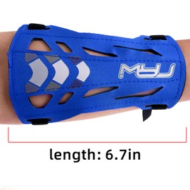 Moyujian 11.2in Long/6.7in Short Armguard Professional Competition Archery Bow Range with 4-Strap/2-Strap Buckles Shooting Practice Guard Nylon Carbon Forearm Protector Arm Guard (Blue Short)