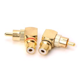 2Pcs 90 Degree RCA Adapter,Gold-Plated Right Angle Connector Male to Female Audio Adapter