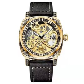 DAXIAOYU Personality Fashion Mechanical Watch Men's Fully Automatic Mechanical Watch Hollow Wrist Watch (Gold)