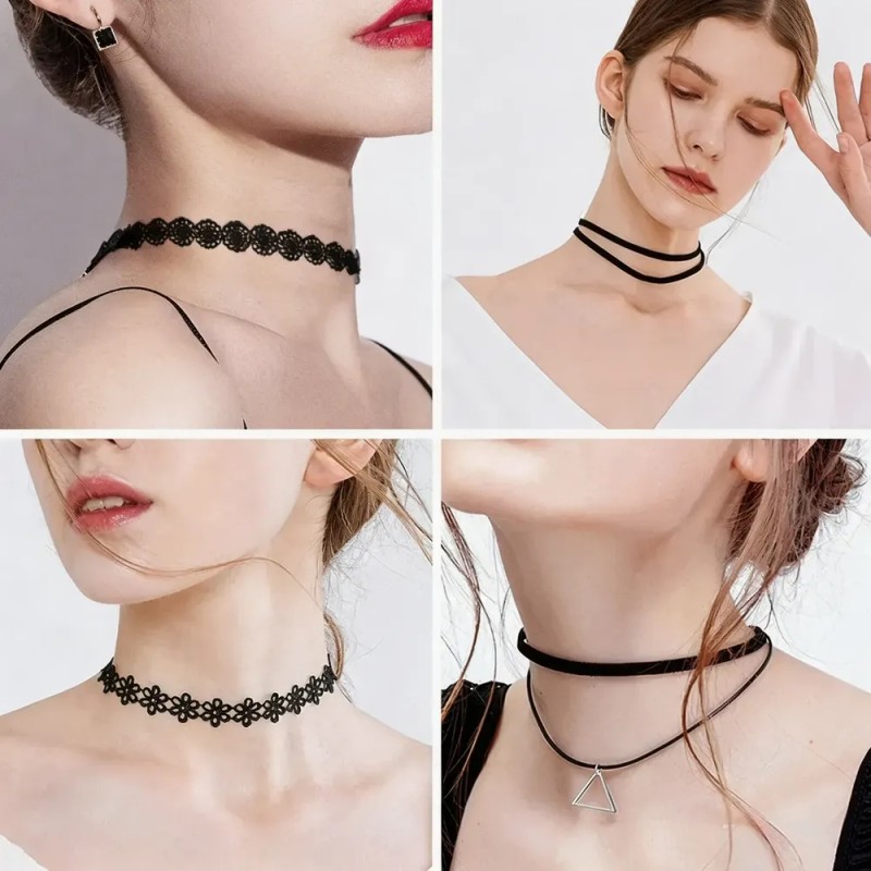 Jasu - Collar Gargantilla Choker Retro 23 Pzs Color Diferente