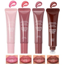 Juego de suero labial teñido de gelatina de 4 colores | Hydrating Nourishing Lip Plumping,Long-Lasting Moisturizing with Polypeptide,Non-Sticky Glossy