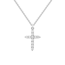 Women's Cross Necklace, Cubic Zirconia Pendant, Cross Necklace, Women's Gold Silver, 3 Sizes, Stainless Steel
