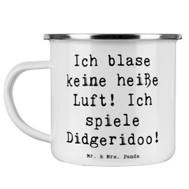 Mr. & Mrs. Panda Camping Emaille Tasse Spruch Didgeridoo Spieler - Geschenk, Leidenschaft, Geschenk Musiker, handgefertigte Produkte, Instrumente,