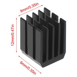 Ranuw 5Pcs/Set 9 * 9 * 12mm Aluminum Cooling Heat Sink Chip RAM Radiator Heatsink Cooler (Black)