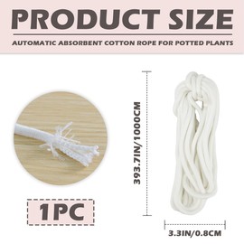 LNQ LUNIQI 10 m Cotton Self-Watering Wick, 8 mm Automatic Watering for Potted Plants, Drip Irrigation System, Capillary Wick Cord, Plant Care, White