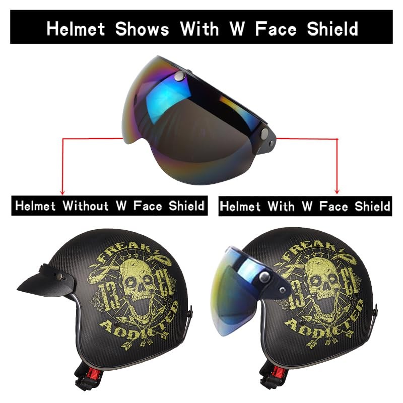 VCOROS - Casco universal de 3 vuelos retro con visera