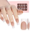 AILLSA Uñas Postizas Francesas de Gel, 180 Unidades, Largas, Cuadradas,