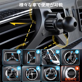 Magnetic Mount Base, 0.7 inches (17 mm), For Balls, MagSafe Compatible, 360° Rotation, One-handed Attachment (Includes 3 Car Holder Supports)