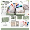A8 Pill Pouches for Travel, 14 Reusable Pouches, Green Travel
