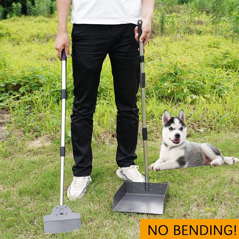 LUFFWELL Dog Pooper Scooper for Large Dogs, Metal Aluminum Tray