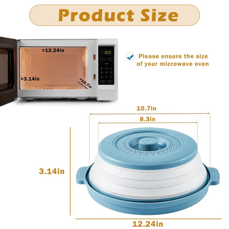 Microwave Splatter Cover, Microwave Cover for Food with Anti-scald Tray,