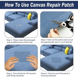 Lifenion Canvas Repair Patch, 17X79 Inch Strong Sticky Fabric Repair Tape, Self-Adhesive Fabric Patch for Sofas, Tote Bags, Clothing, Car Seats, Furniture (Black, 17X79 Inch)