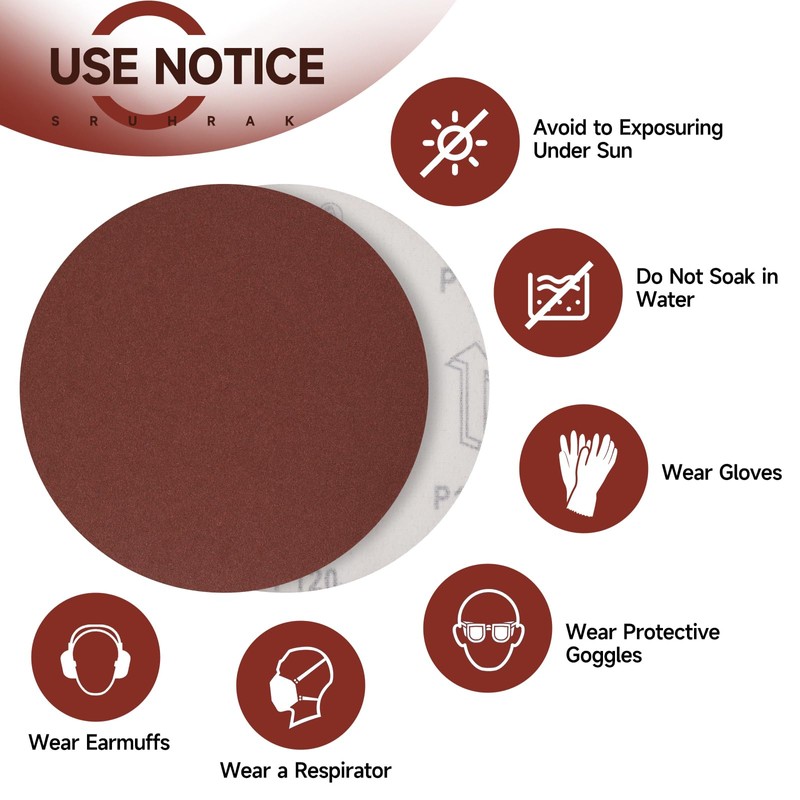 Sruhrak 30 Pcs 180mm Sanding Discs 120 Grit, 7 In