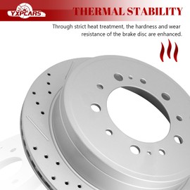 Ceramic Rear Brakes Pad and Rotors Drilled Slotted Vented Disc Brake Kits for Chrysler Aspen, for Dodge Durango, for Dodge Ram 1500, for Ram 1500 2011 2012 2013 2014 2015 2016 2017 2018 5 Lug