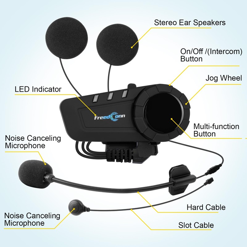 FreedConn Motorcycle Bluetooth Headset KY PRO - Motorcycle Communication Systems