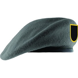 Gray Unlined Beret with Leather Sweatband and JROTC Flash (7 5/8)