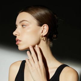 OIDEA Twisted Gold Hoop Earrings for Women: 14k Gold-Plated C-Shaped Open Thick Chunky Hoops Earrings Hypoallergenic Stainless Steel Earrings Jewelry Gifts