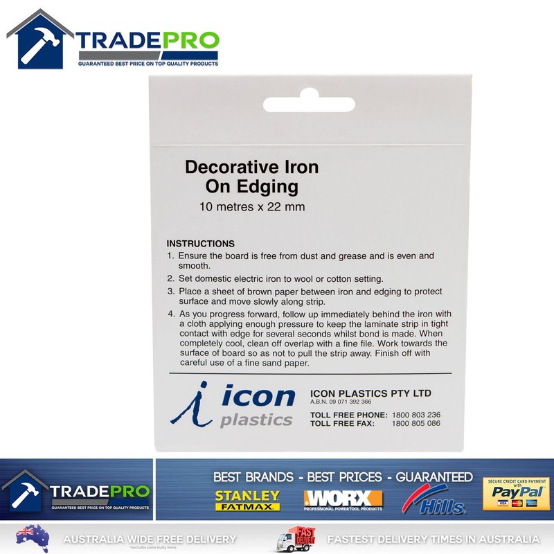 Icon Plastics Iron on Edging, 10 Meter Length, Black