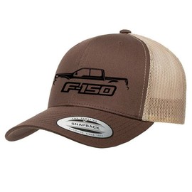 2015-20 Ford F150 Pickup Truck Fully Embroidered Yupoong 6606 Snapback Trucker Fitted Cap Brown/Khaki