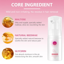 Beeswax Hair Removal Mousse, Gentle Beeswax Hair Removal Mousse Cream, Hair Removal Spray, Body Hair Removal Foam Spray for Women Men, Fast Hair Remover, Gentle & Skin Friendly(2Pcs)