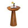 JOLLYMER JOLLYMER Mushroom Side Table, Teak Stool, Natural Plant Stand,