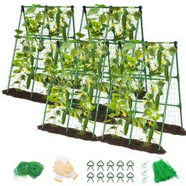 MYMULIKE 2 Pack Cucumber Trellis, Garden Trellis for Climbing Plants Outdoor, A-Frame Cucumber Trellis for Raised Bed, Plant Grow Support for Tomato, Squash, Vegetable, Flower(33"x47"x2Pcs)