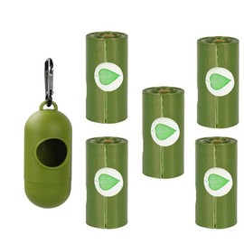 Degradable Pet Supplies Dog Poop Bags for Waste Refuse Cleanup, with Dispenser, Lemon Scented, 75 Count (5 Packs of 15), 13 Inches x 9 Inches