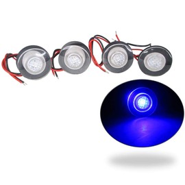 Pactrade Marine 4 Pieces Boat LED Livewell Round Button Blue Courtesy Light OEM Waterproof