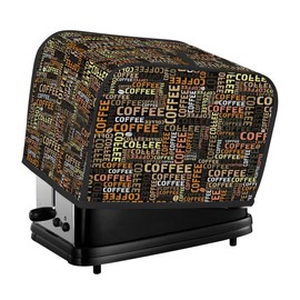 Toaster Cover 4 Slice Toaster Cover Coffee Theme Words Stain Resistant Kitchen Small Appliance Cover Machine Washable Women Gift