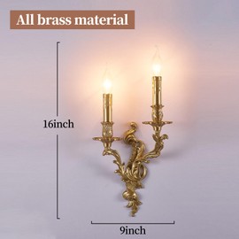 XYDikssn Rustic Brass Wall Sconce French Wall Light Fixture Retro Farmhouse Mid Centry Lantern Wall Sconce for Bedroom, Hallway, Living Room, Mirror,All Brass, E12 (1)
