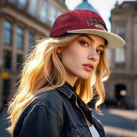 Croogo Vintage Flat Bill Baseball Cap Soft Cotton Blend Two Tone Retro Style Unstructured Flat Brim Hat for Men Women,Red-BSAP2501