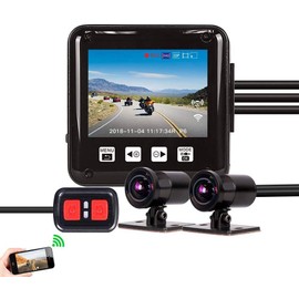 Sykik Rider Waterproof Motorcycle Dual 1080p Camera System with Waterproof 2" Display and Wi-Fi