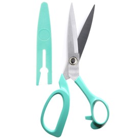 Sanhana Scissors Raw Shears Premium Stainless Steel Raw Scissors with Cap Safe Professional Dressmaking, Home Use, Crafts, Cutwork, Multi-purpose, 9.1 inches (23 cm) (Green)