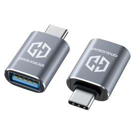 GRAUGEAR USB-C & USB 3.2 Converter Adapter, Pack of 2, Up to 10Gbps High Speed Data Transfer, USB 3.2 Gen 2, Type-C Converter Adapter, USB 3.2 Female to USB-C Male, OTG Compatible, Fast Charging, Work