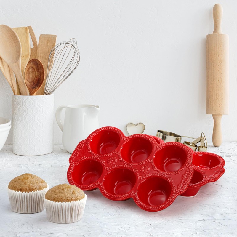 Hiceeden 2 Pack 6-Cup Ceramic Muffin Pan, Nonstick Cupcake Baking