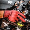 Harssidanzar Men's Full Finger Goatskin Leather Touchscreen Motorcycle Gloves GM028E,