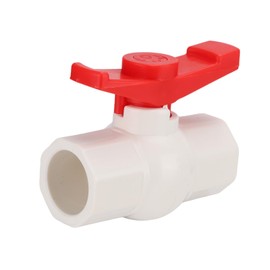 3/4 Inch PVC Ball Valve with Red T-Handle, PVC Water Shut-off Valves Fitting for Garden Use