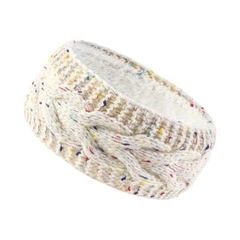 perfeclan Winter Headband for Women, Ear Warmer for Girls Headband Knit Thick Fleece Lined, Cold Weather Warm Ear Muffs, Beige