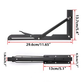 Sumnacon Sturdy Folding Shelf Brackets - Heavy Duty Metal Triangle Table Bench Folding Shelf Brackets, 2 Pcs Folding Shelf Hinge Wall Mounted (12 Inch, Black)