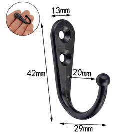 Yesmin 4 PCS Wall Mounted Hooks Coat Hooks Retro Door Robe Hook for Hanging Towel Clothes Hat Key Cup Bedroom Bathroom Kitchen Cupboard (with 8 Pcs Screws)-Black