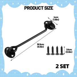 2 Pack 6 Inch Gate Hook and Eye Latch, Heavy Duty Cabin Hook and Eye Latch for Garden Door Holders to Stay Open, Stainless Steel Lock for Shed, Barn, Patio, Window, Closet, Sliding Doors