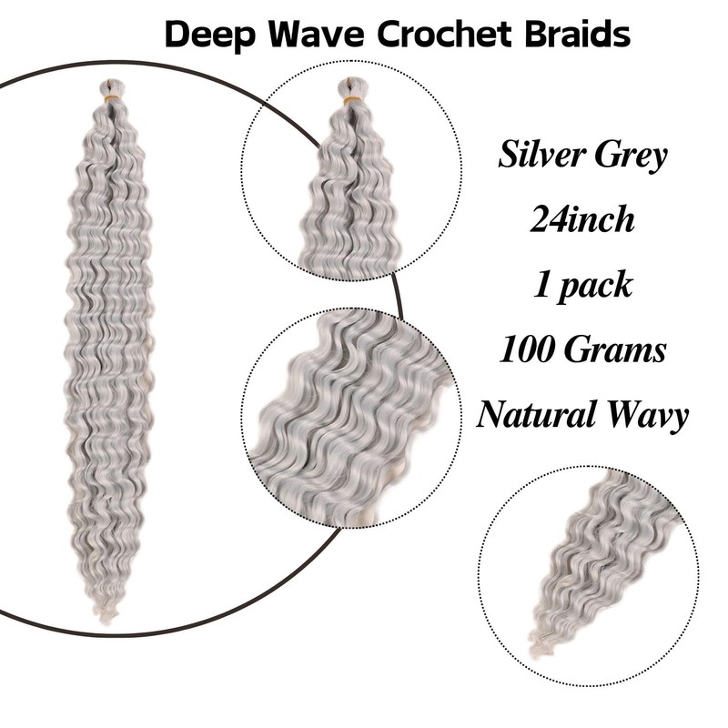 Silver Grey Braiding Hair Pre stretched for Boho Braids Deep