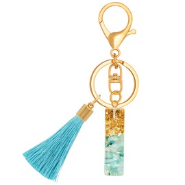 TTYY Alphabet Initial Letter Keychain for Women gift To Little Girls Tassel Butterfly Pendant Key Ring for Backpack (cyan crystal Letter I)